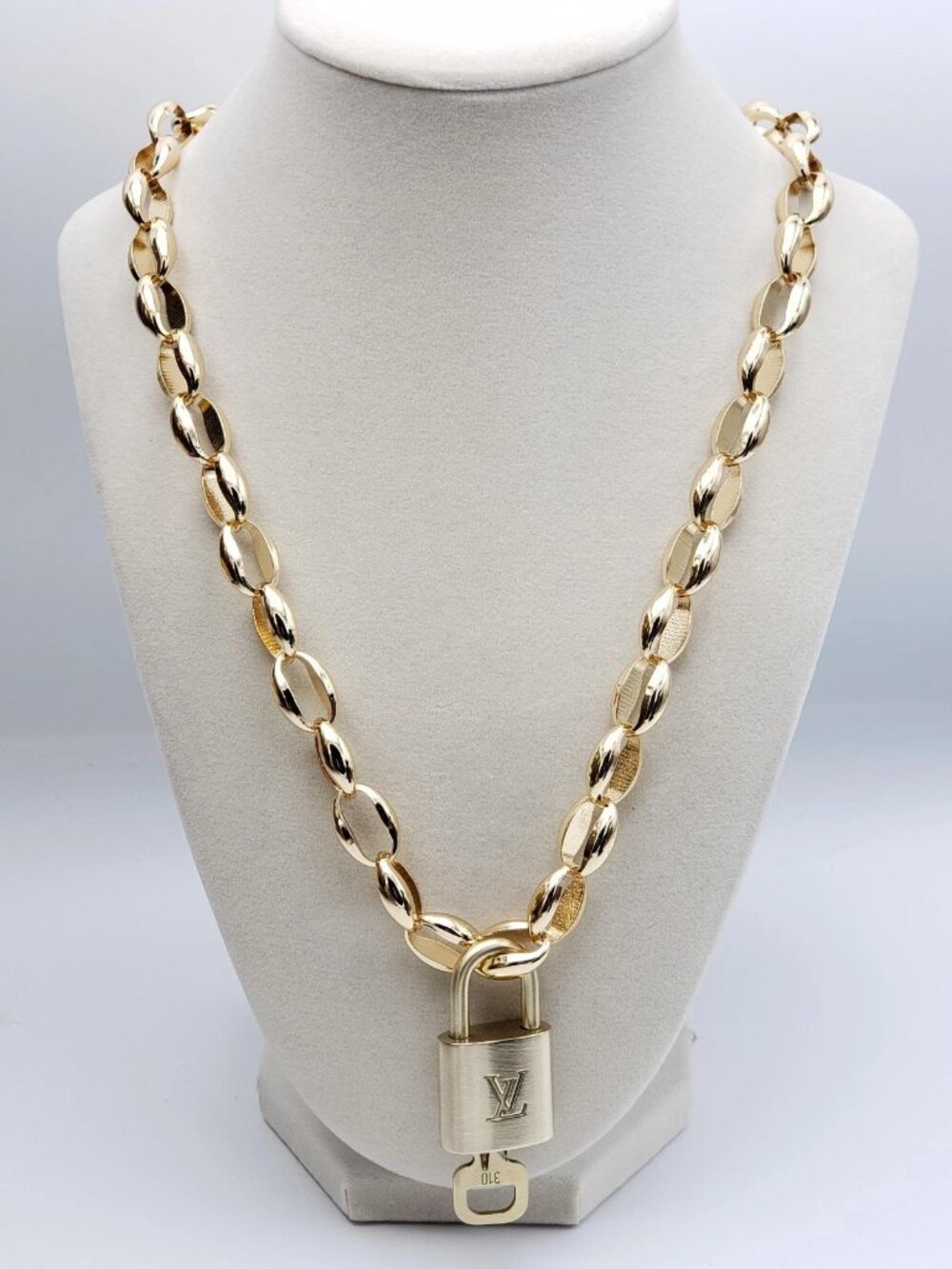Gold-Plated Necklace with Authentic Louis Vuitton Padlock